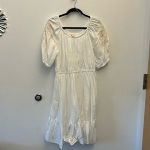 Off the Shoulder White Embroidered Dress